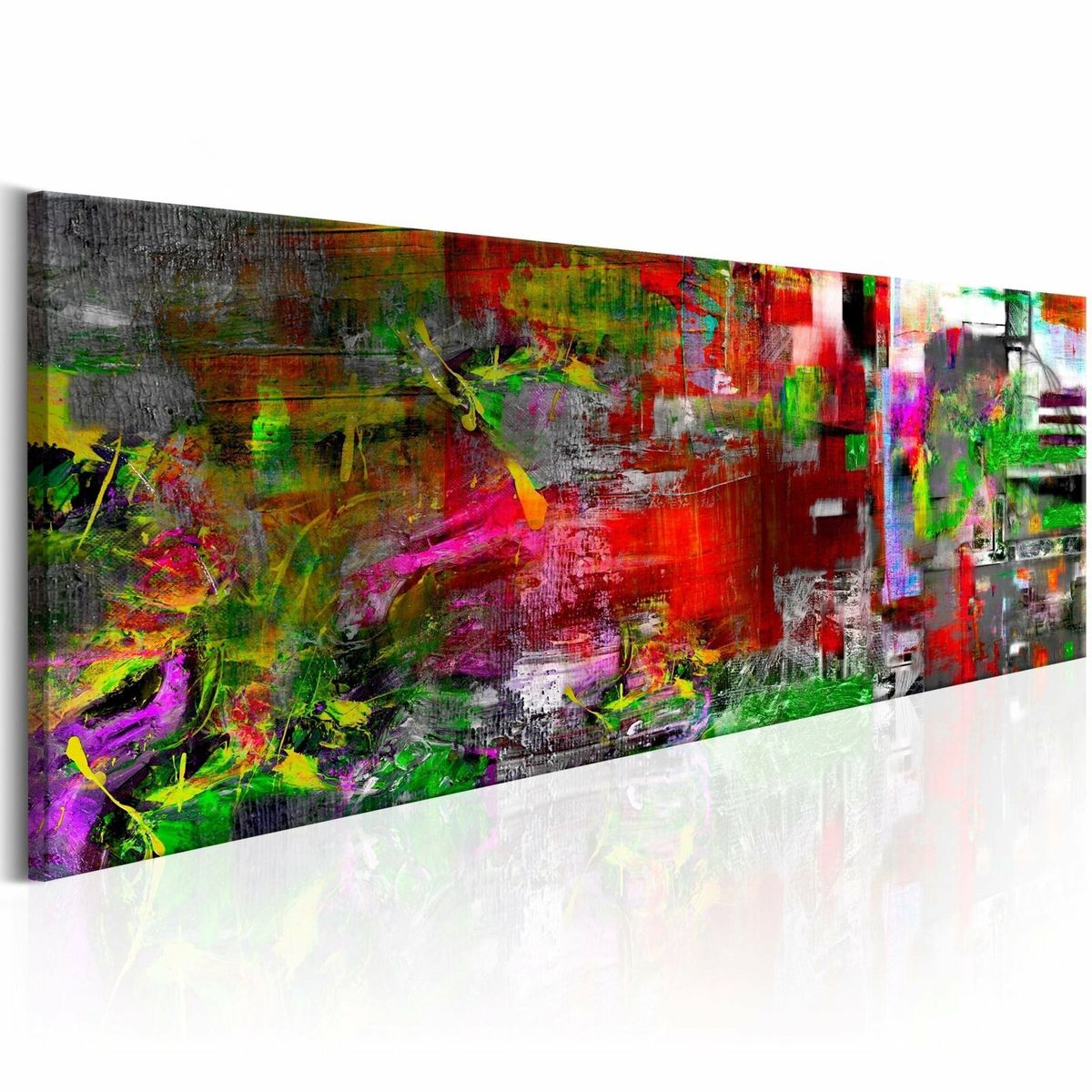 tableau contemporain 50x150-tableau de peinture abstraite multicolore
