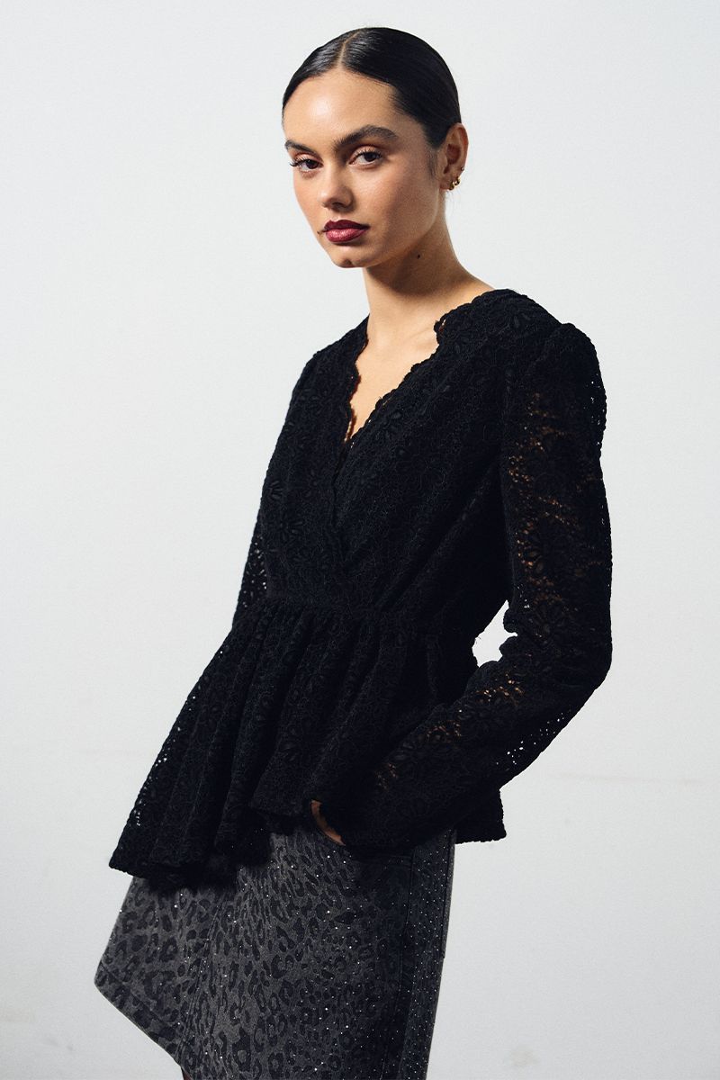 Top asymétrique en velours, brodé, LILI SIDONIO