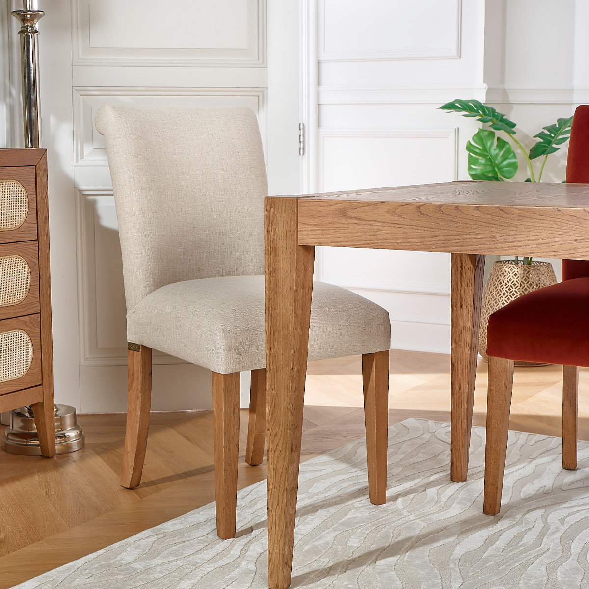 Lot de 2 chaises en hévéa et tissu ALBA, ROBIN DES BOIS