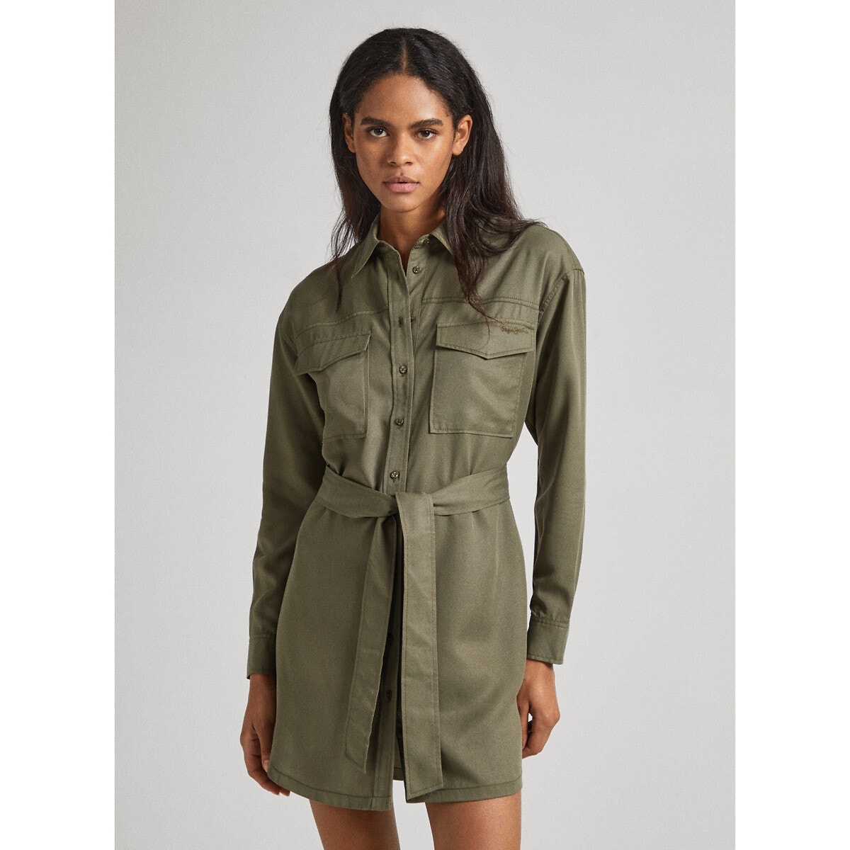 Robe chemise nouer olive Pepe Jeans La Redoute