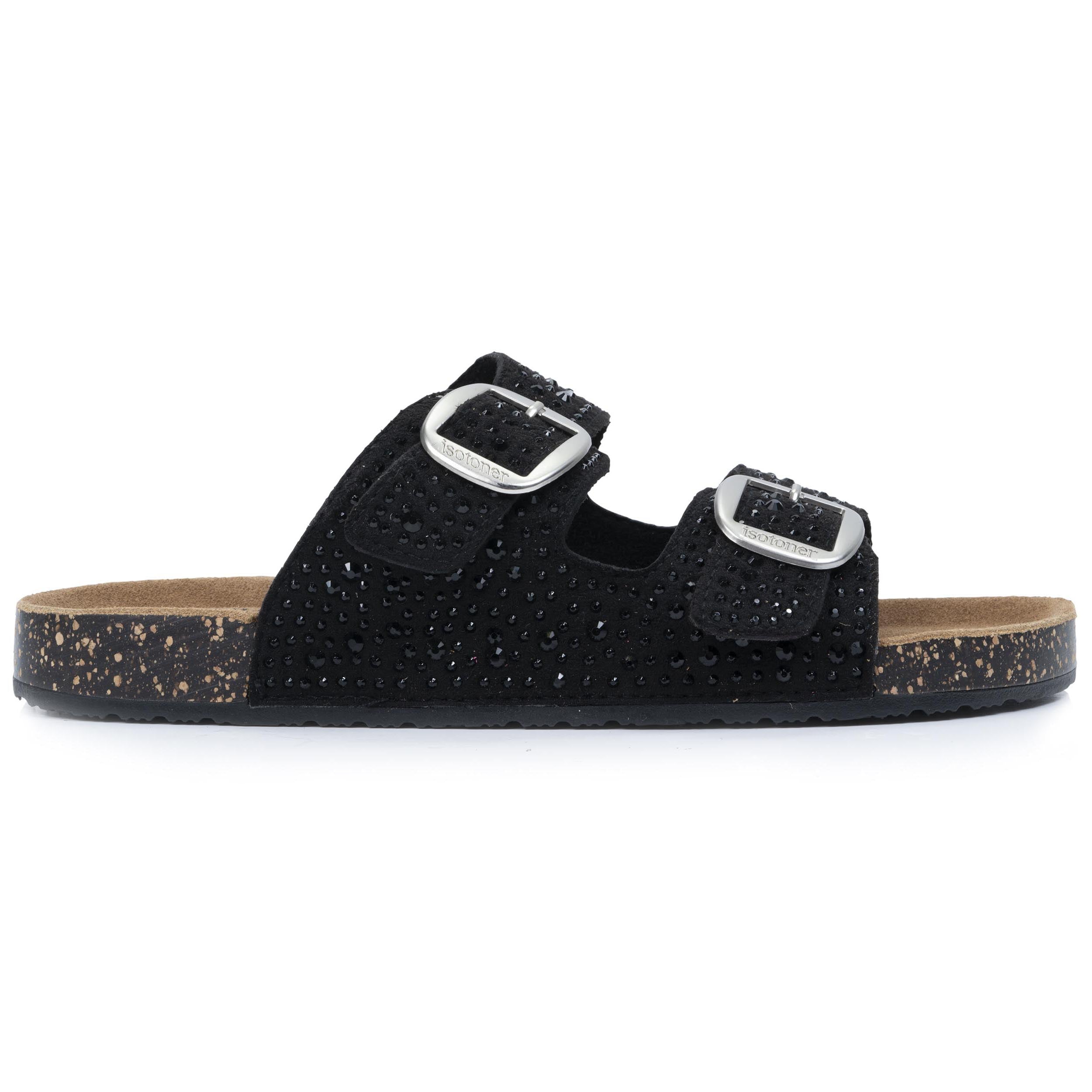 Sandales à doubles brides ultra confortables, semelle intérieure cuir, ISOTONER