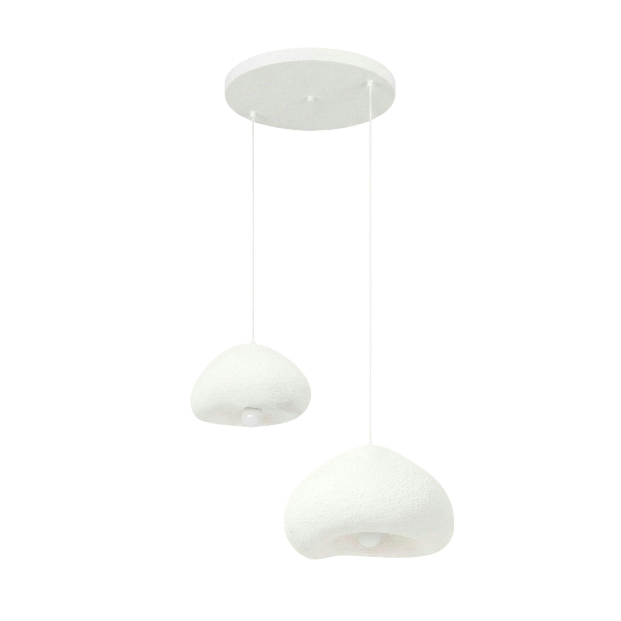 Suspension blanche design organique 2 lampes 70 cm NOXIS, PIER IMPORT