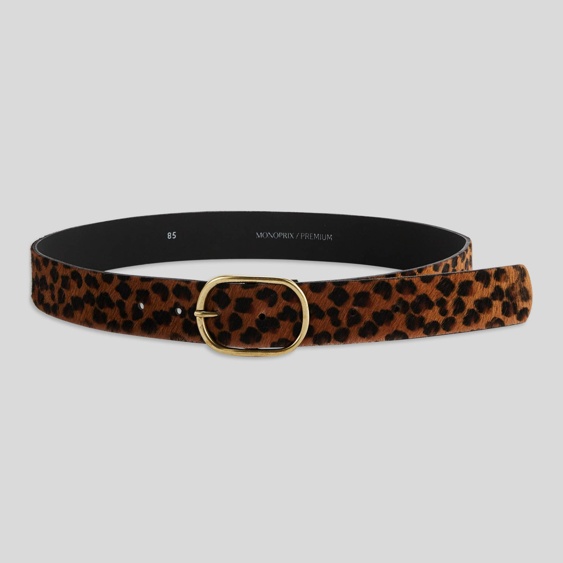 Ceinture à poils façon léopard 3,5cm, cuir responsable, MONOPRIX
