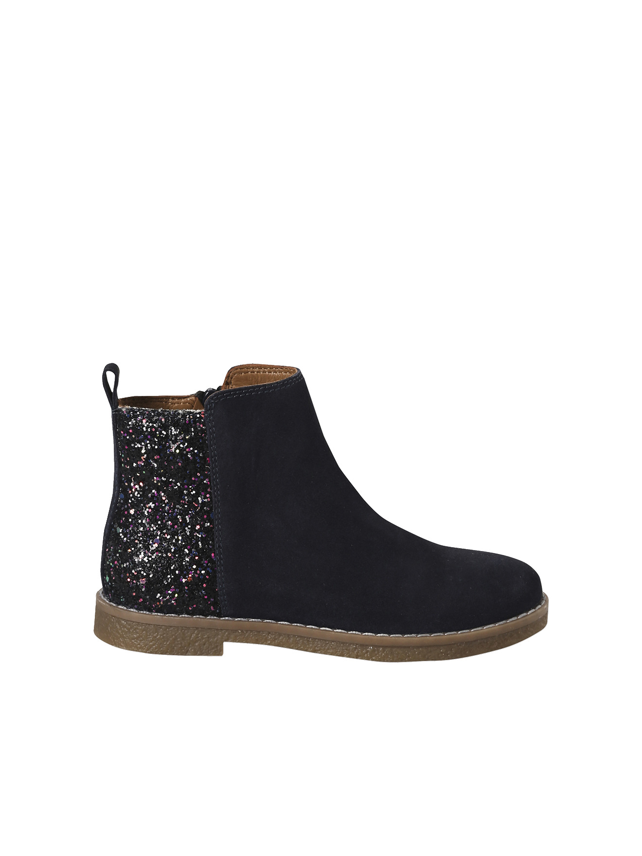 Boots cuir et glitter zippées, VERTBAUDET