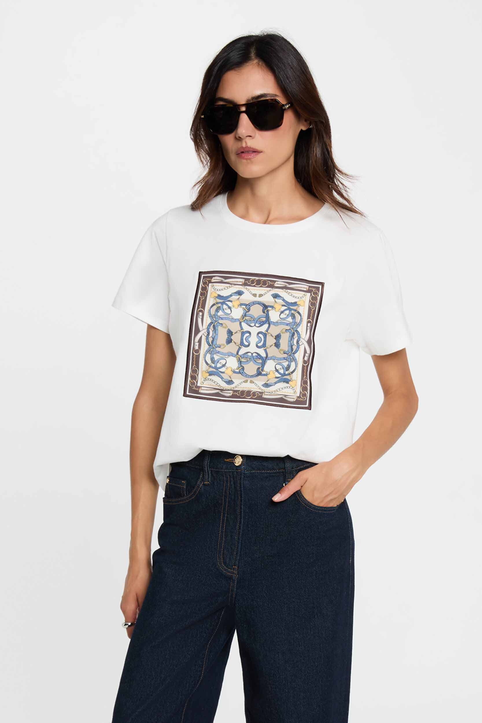 T-shirt imprimé col rond, MORGAN