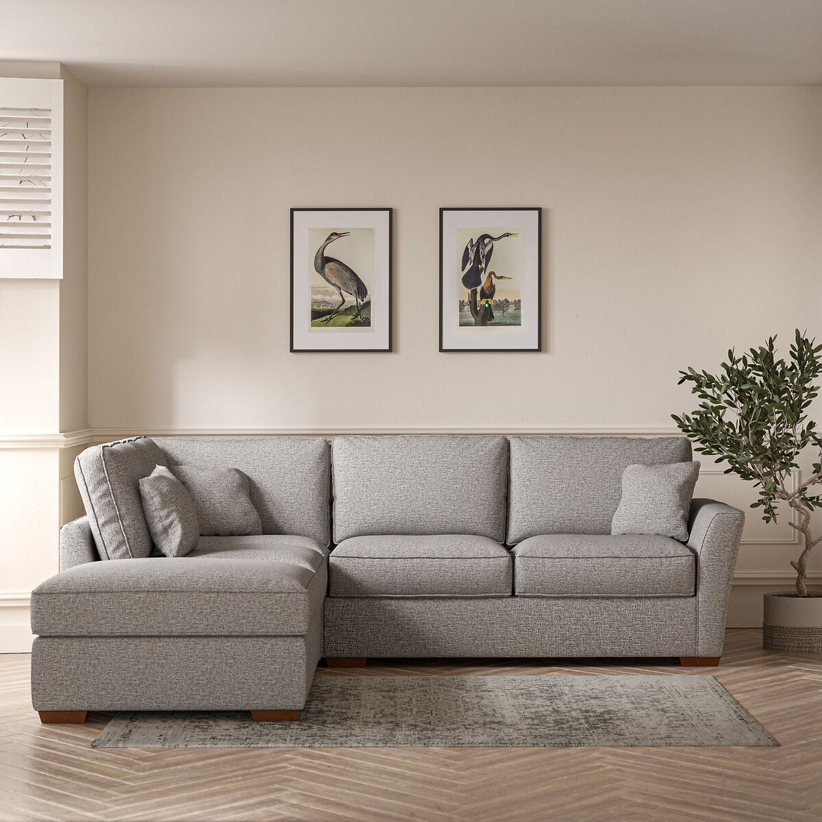 Florence Woven Corner Sofa & Modular Footstool Set with Dark Brown Wood Legs (Left Facing) Florence Woven Corner Sofa & Modular Footstool Set with Dark Brown Wood Legs (Left Facing)