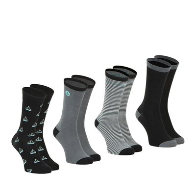 4 Paar Socken, hohe Form mit unterschiedlichen Motiven ATHENA