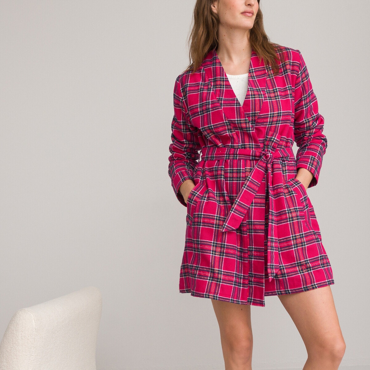 Robe de chambre carreaux doubl e polaire carreaux La Redoute