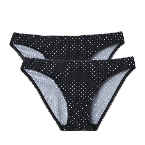 Pack of 2 microfibre knickers black with polka dots La Redoute