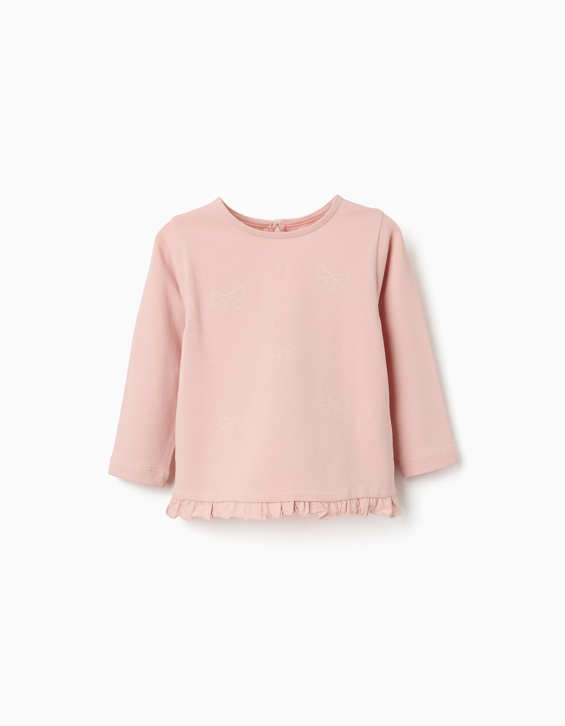 T-shirt en coton à manches longues avec ourlet volanté, ZIPPY