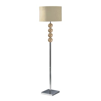 Chrome Floor Lamp with Crystal Orb Detail and Faux Suede Shade SO'HOME