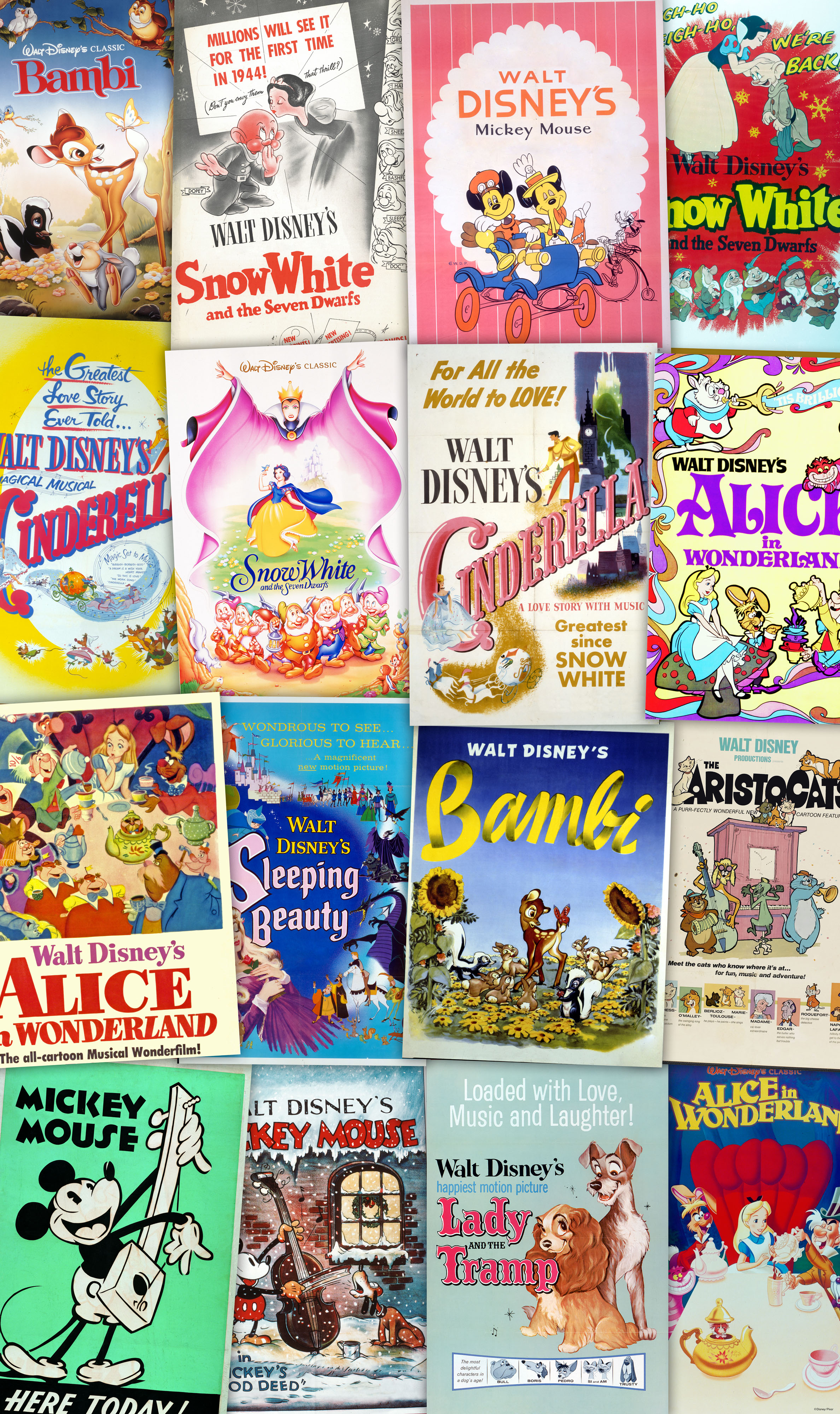Papier peint Komar - Disney Movie Posters Retro Girls - 120 x 200 cm, HEXOA