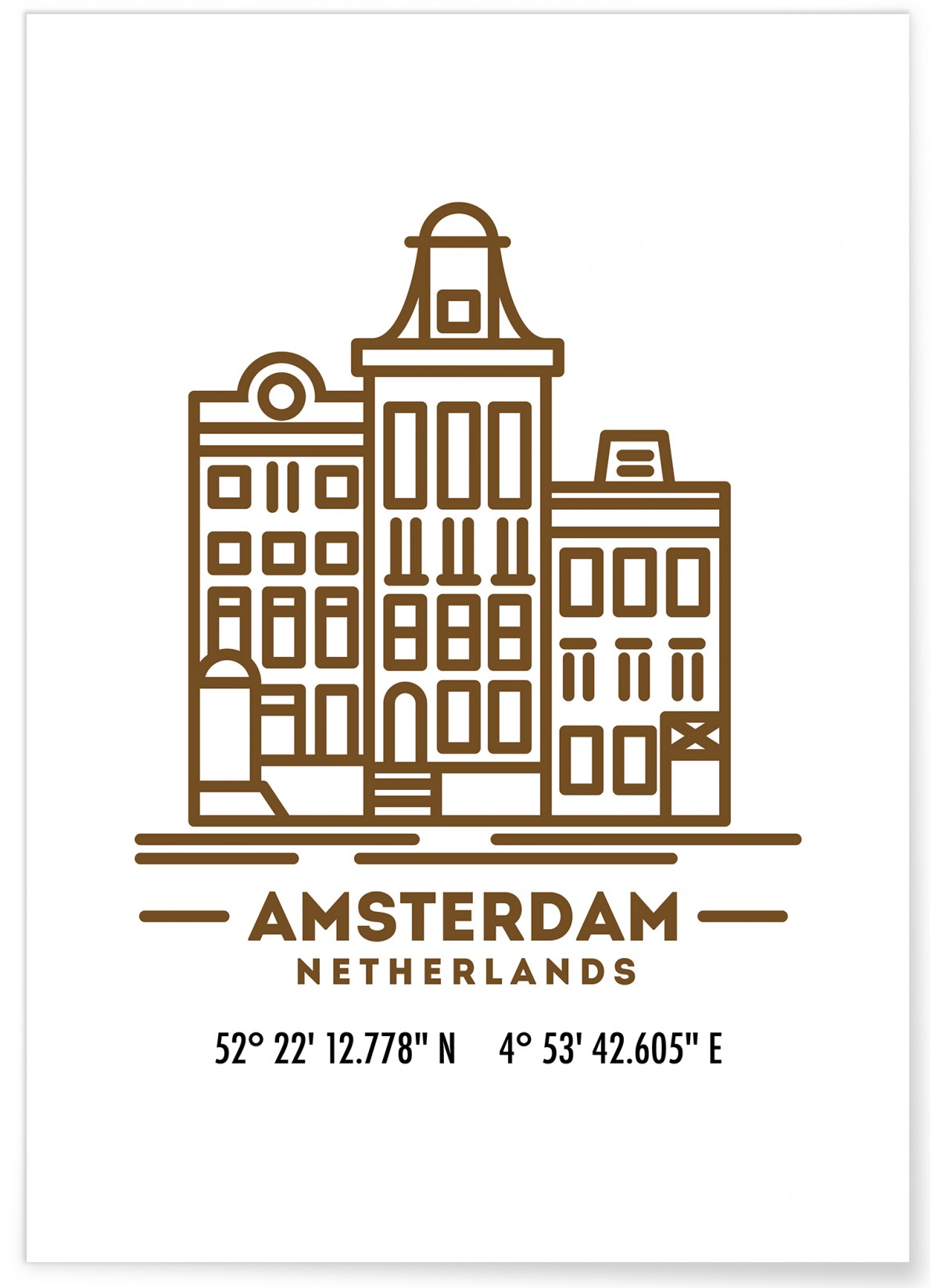 Poster Coordonnées Amsterdam, L'AFFICHERIE