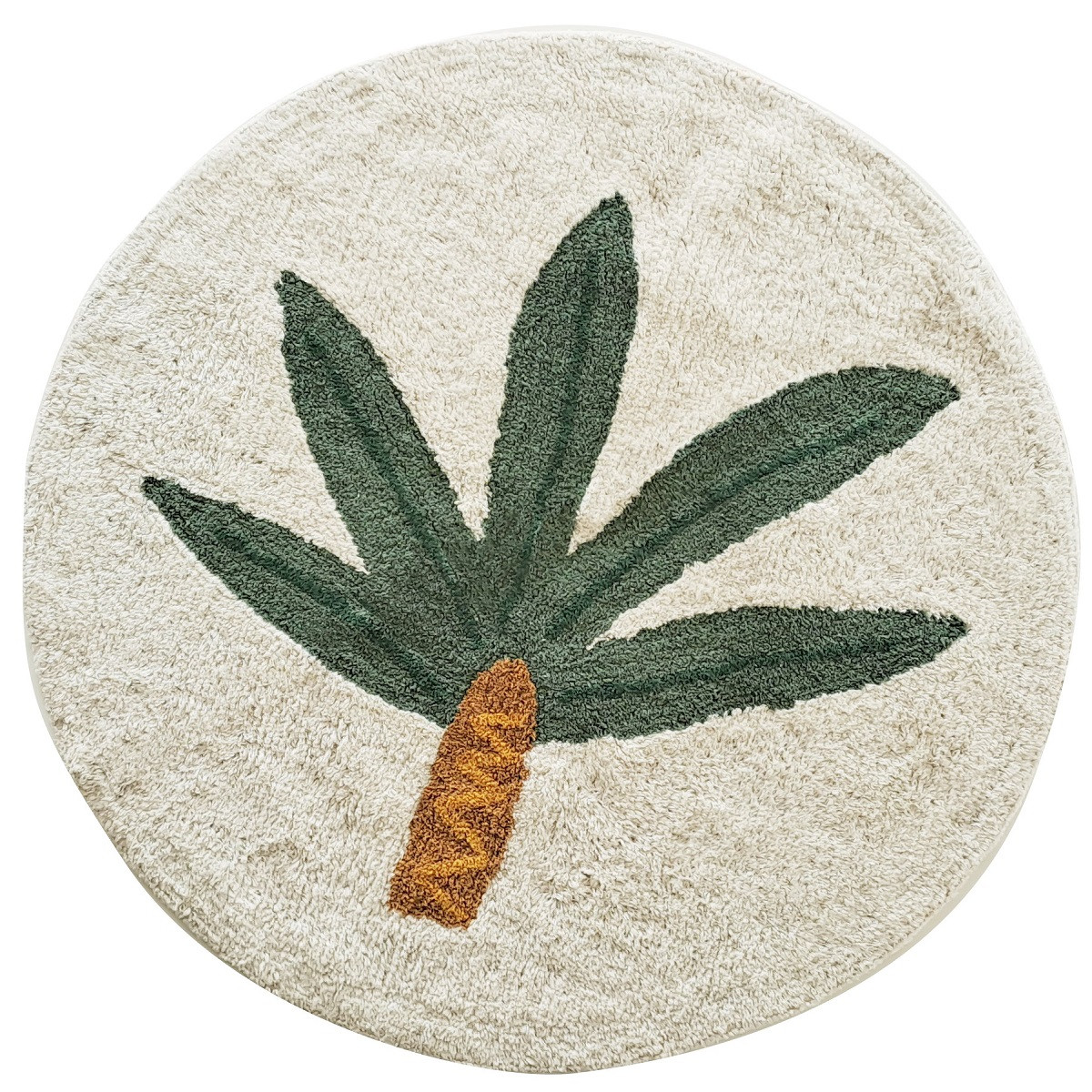 Tapis enfant rond palmier en coton PALMIER, FUTURE HOME