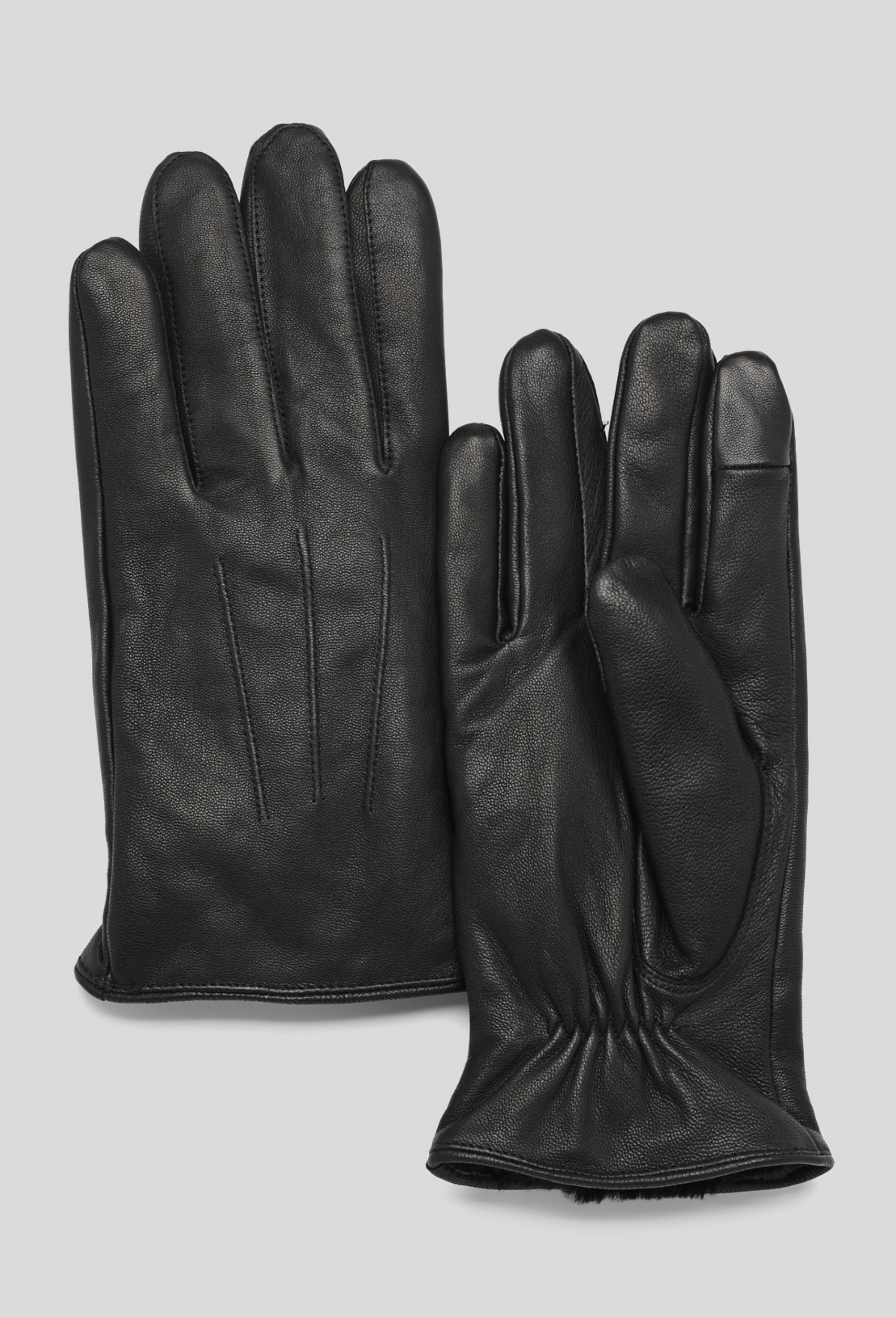 Gants tactiles en cuir, MONOPRIX