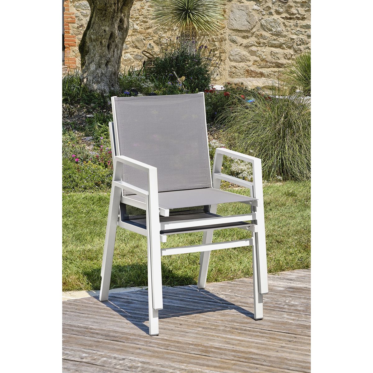 Lot de 2 fauteuils de jardin Porto alu/textilène - Noir 86534