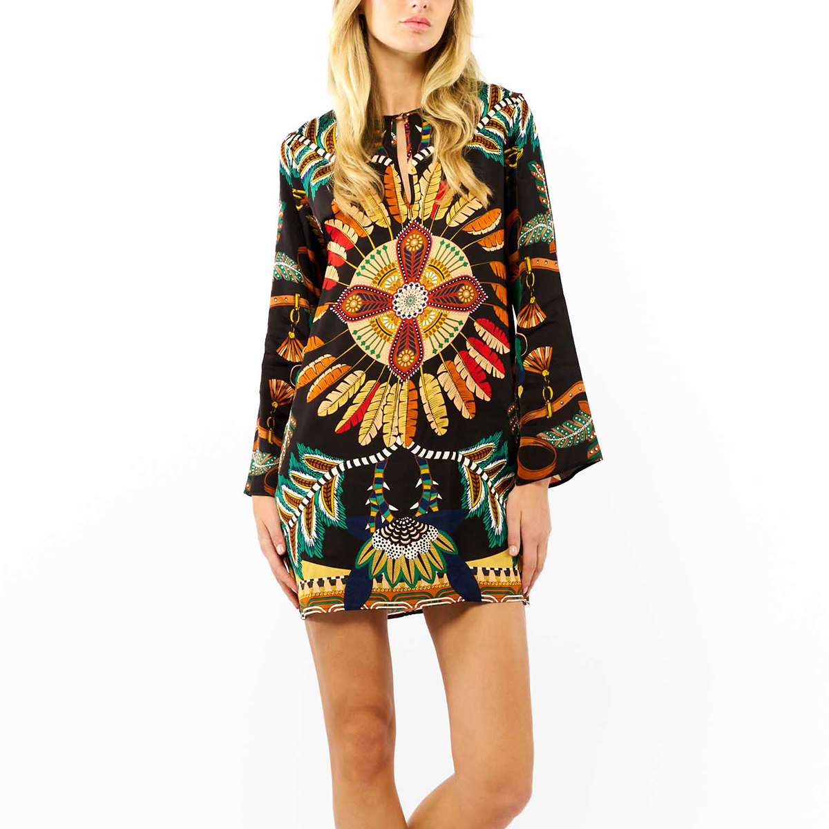 Robe courte manches longues à motifs COME, WILD