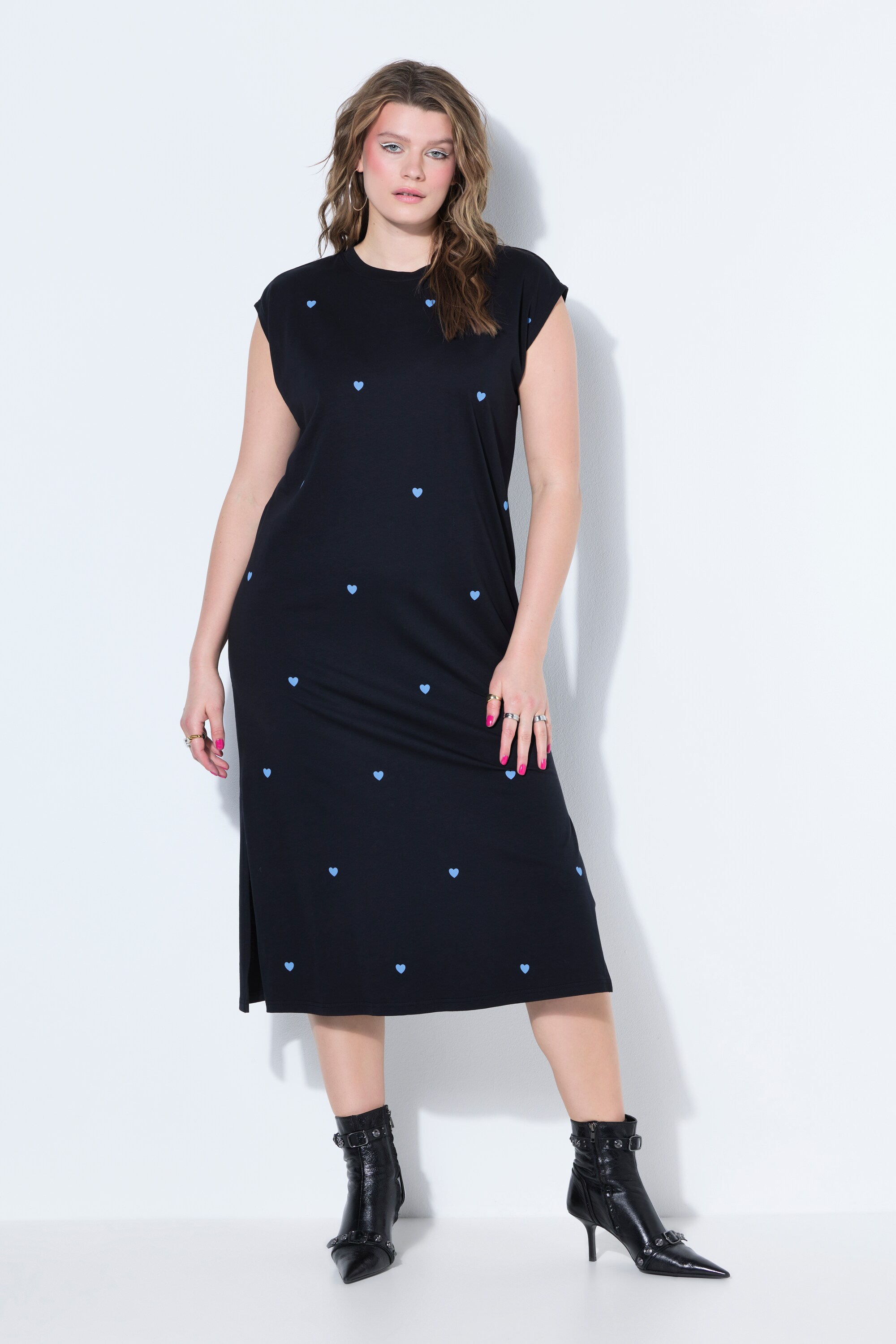 Robe midi oversize jersey, cœurs floqués, STUDIO UNTOLD