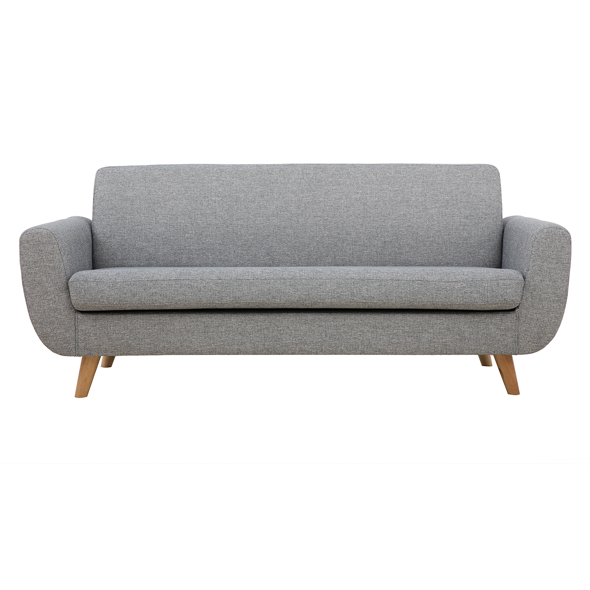 Canapé scandinave 3 places en tissu gris clair et bois clair PURE, MILIBOO