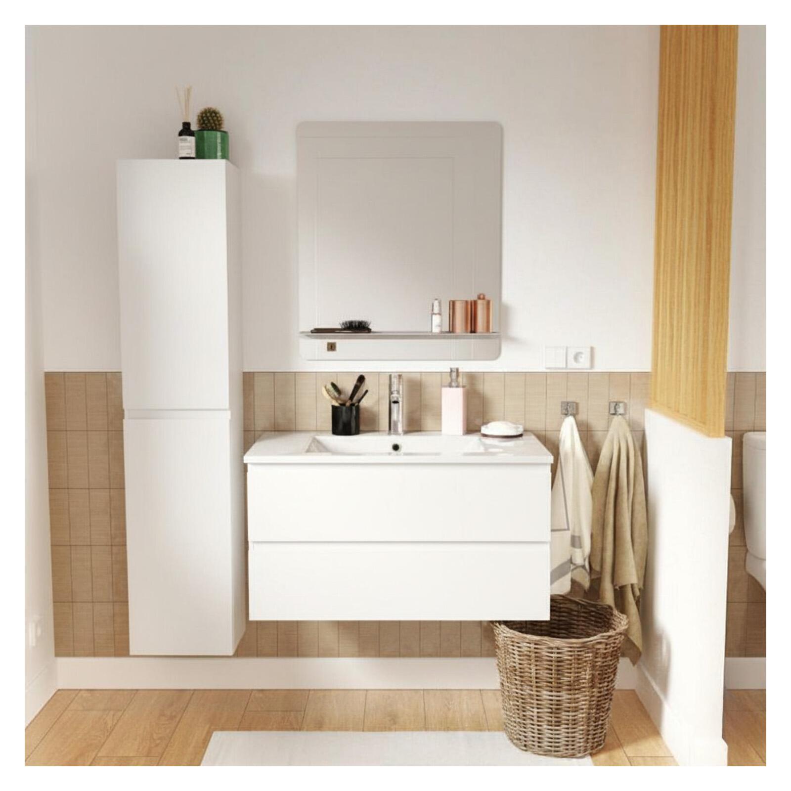 Ensemble meuble vasque 80cm avec robinet, miroir et colonne SORRENTO, MOB IN