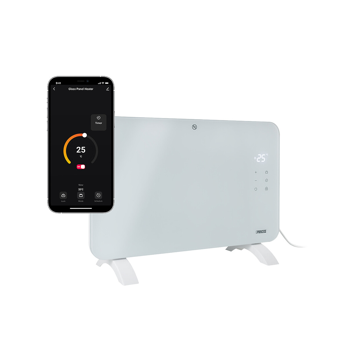 Smart 1000w glass panel heater Princess | La Redoute