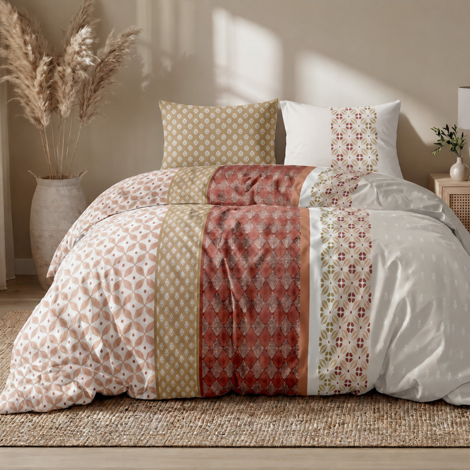Parure housse de couette imprimée orientale en coton, RIADI, ATELIER DU COTON