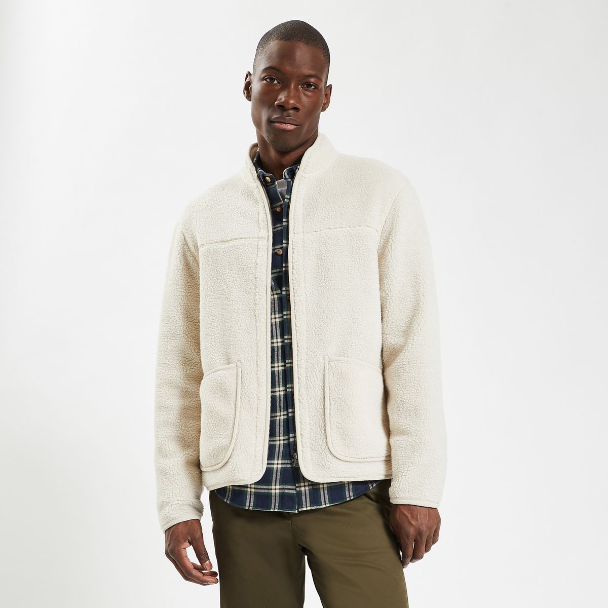 Blouson en sherpa col montant beige Jules | La Redoute