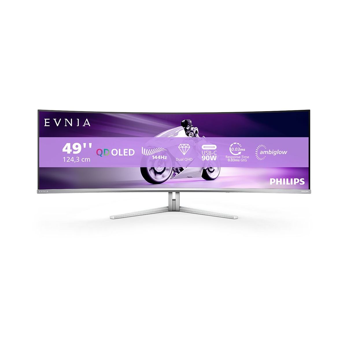 Ecran PC Gamer Evnia 49M2C8900L 49" Incurvé QHD 144Hz QD-OLED HDR 400 HDMI 2.1 Ambiglow, PHILIPS