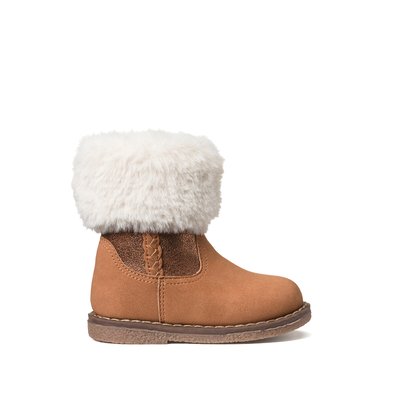Kids Calf Boots with Faux Fur Trim LA REDOUTE COLLECTIONS