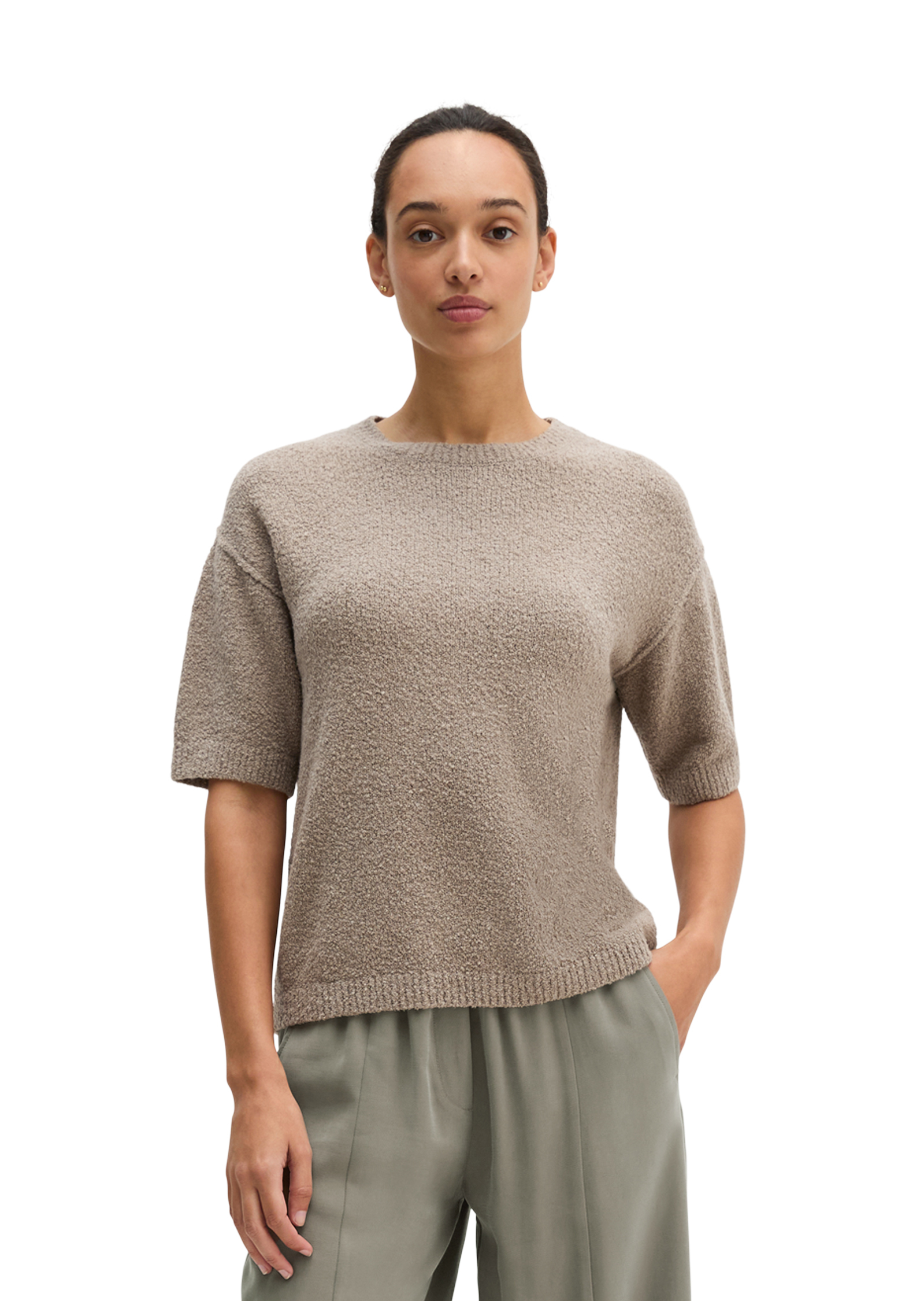 Pull à manches courtes loose en fil bouclé, MARC O'POLO