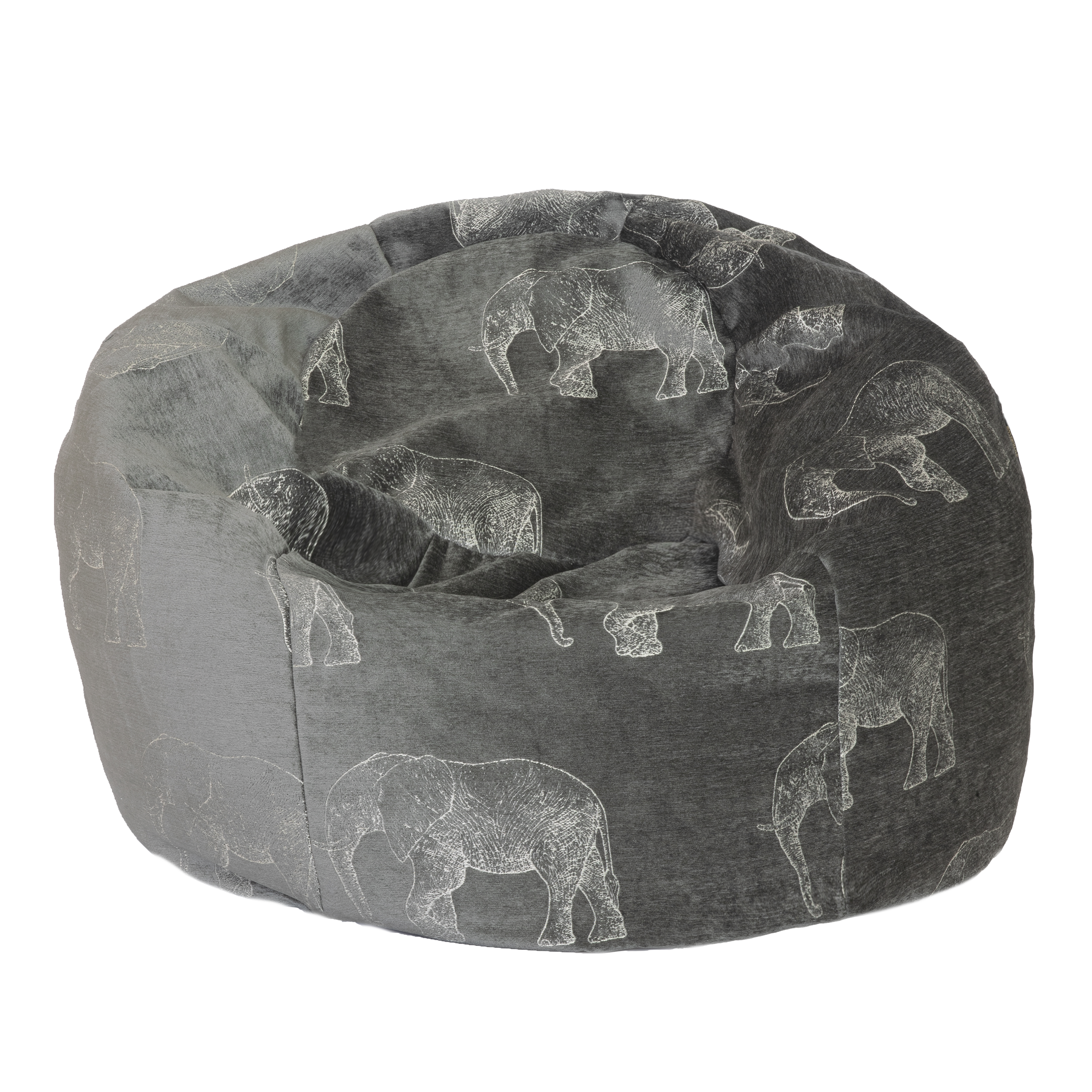 Pouf en velours avec éléphants brodées, MX HOME