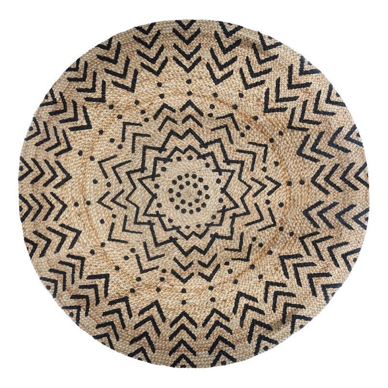 Tapis rond en jute 120 living motifs Couleur beige Atmosphera La