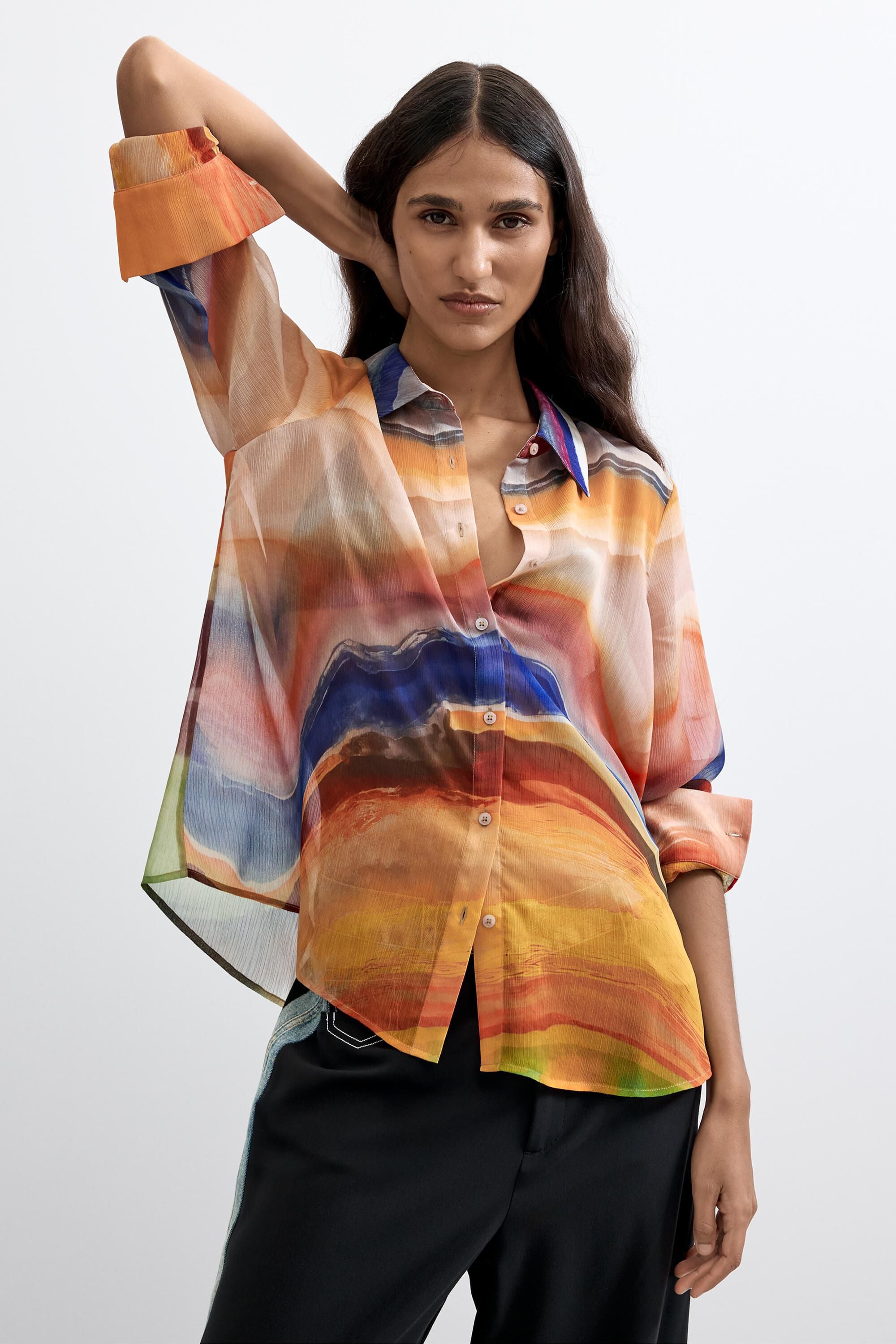 Blouse à manches longues imprimée, DESIGUAL