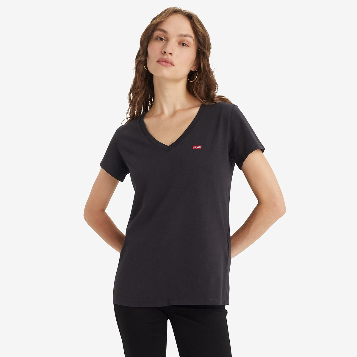 Totatuit Maglietta a Maniche Lunghe Donna Cotone Scollo a V con Occhielli Maglia a Coste Top Basic Elasticizzato Sexy Elegante Slim Fit Camicetta per Primavera Autunno Quotidiano Ufficio Festa