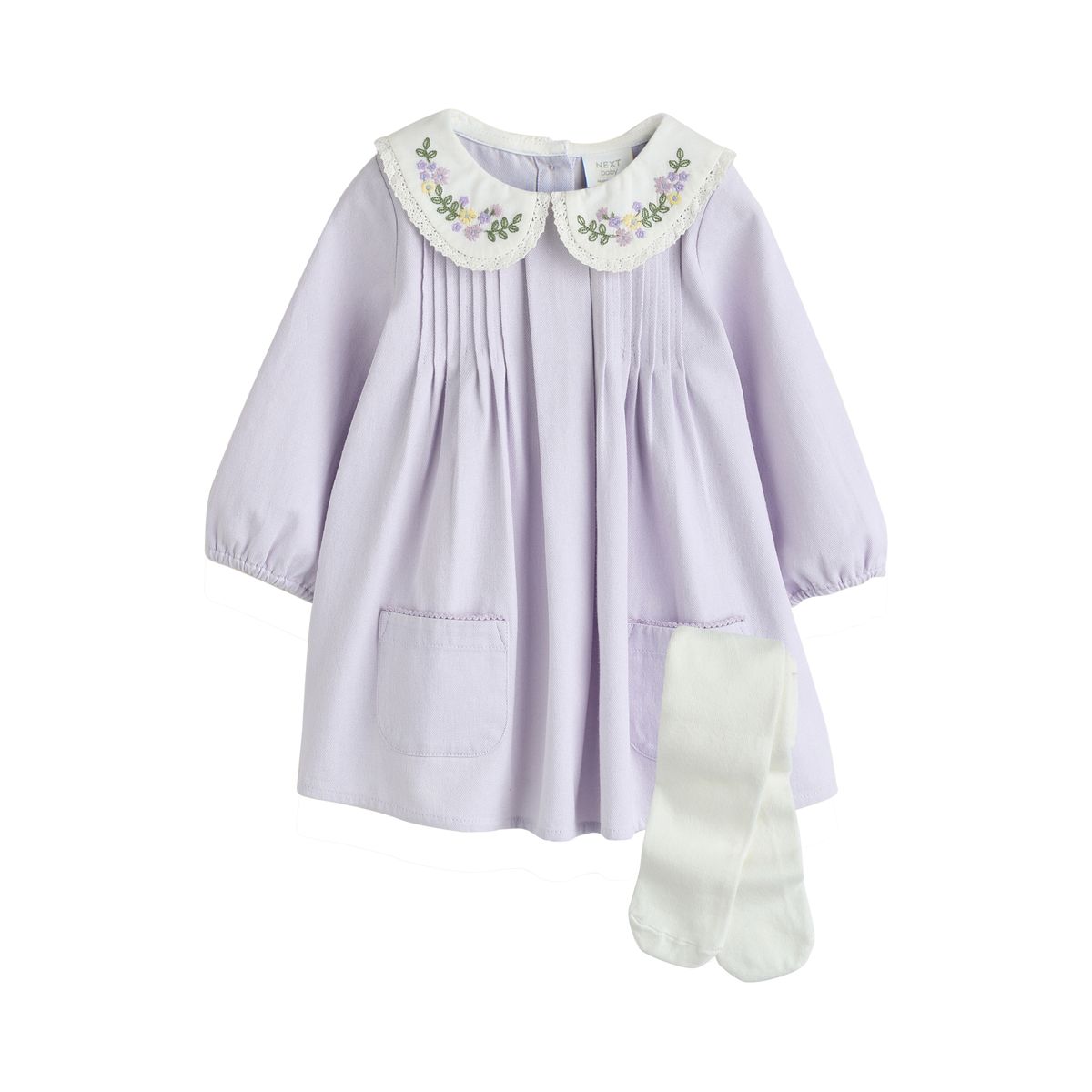 Robe à col tissée avec collants bébé, NEXT