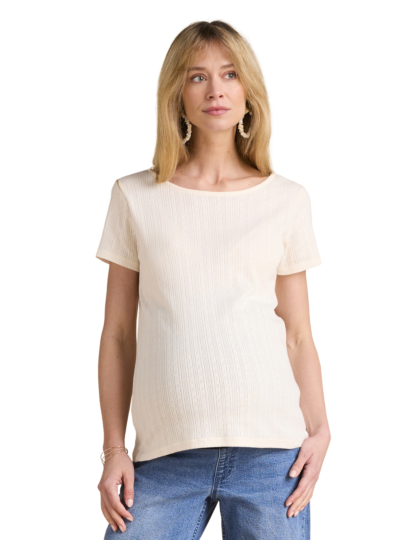 T-shirt en maille pointelle grossesse décolleté dos, ENVIE DE FRAISE