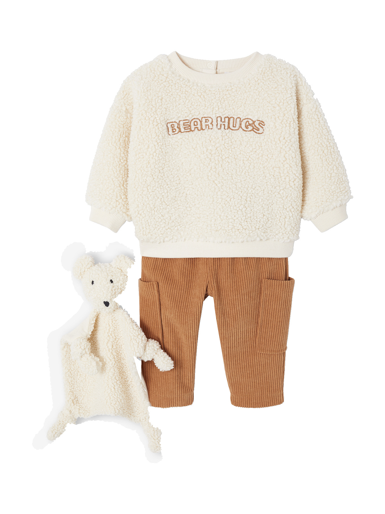 Coffret bébé sweat-shirt + pantalon + doudou, VERTBAUDET