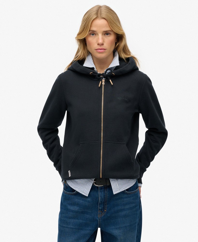 Sweat à capuche zippé et semi-brossé à logo Essential, SUPERDRY