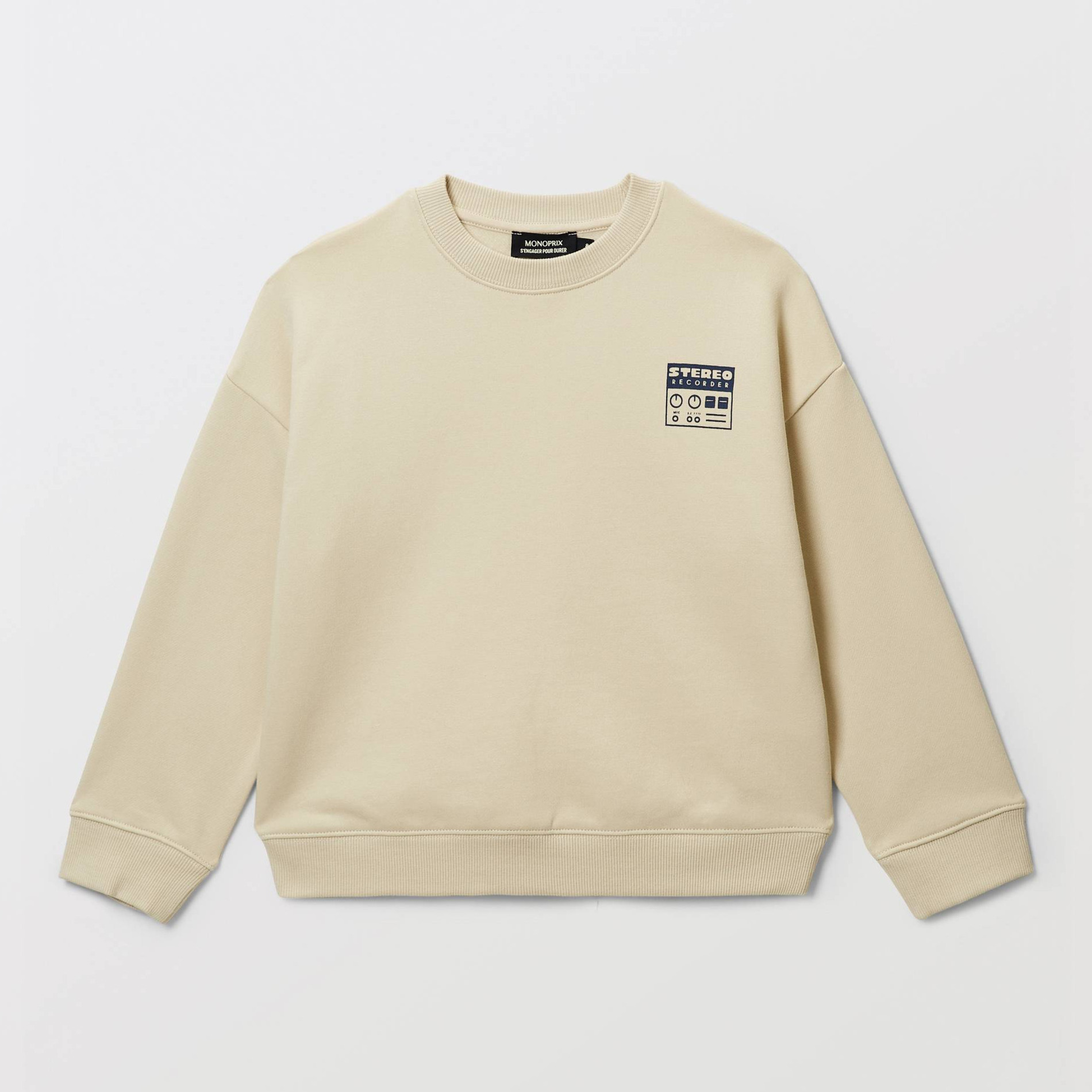 Sweat col rond imprimé en coton BIO GOTS, MONOPRIX