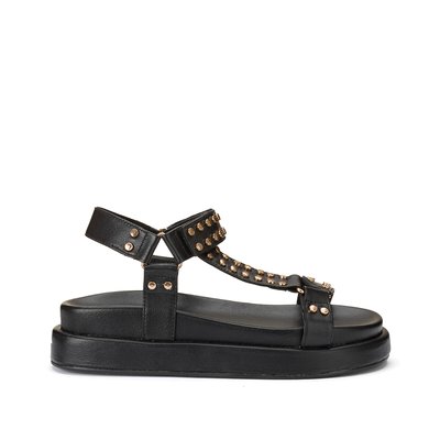 Leather Wedge Heel Sandals with Studded Details LA REDOUTE COLLECTIONS