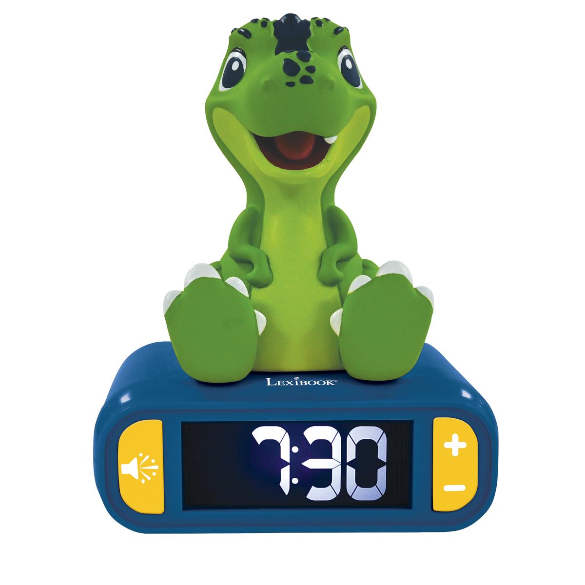 Réveil digital avec veilleuse lumineuse Dinosaure en 3D, LEXIBOOK