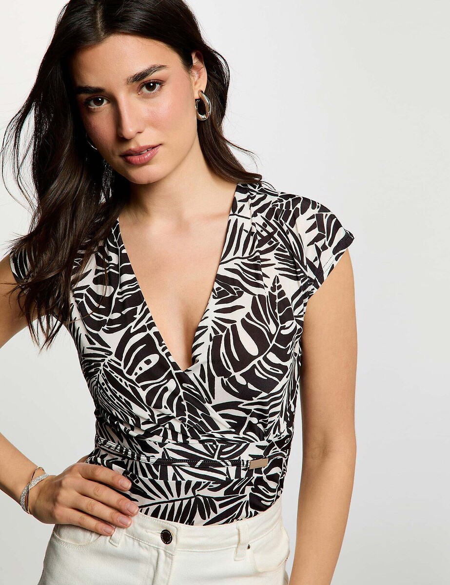 T-shirt met korte mouwen en V-hals, MORGAN