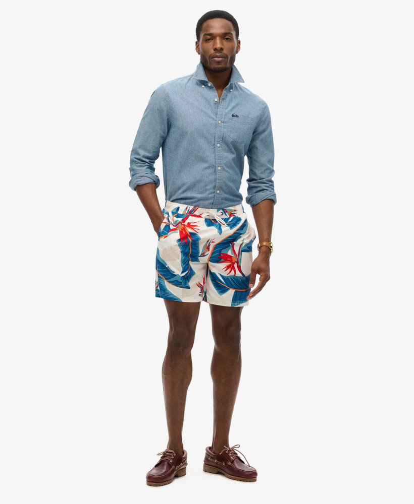 Short de bain à imprimé hawaïen recyclé longueur 43 cm, SUPERDRY