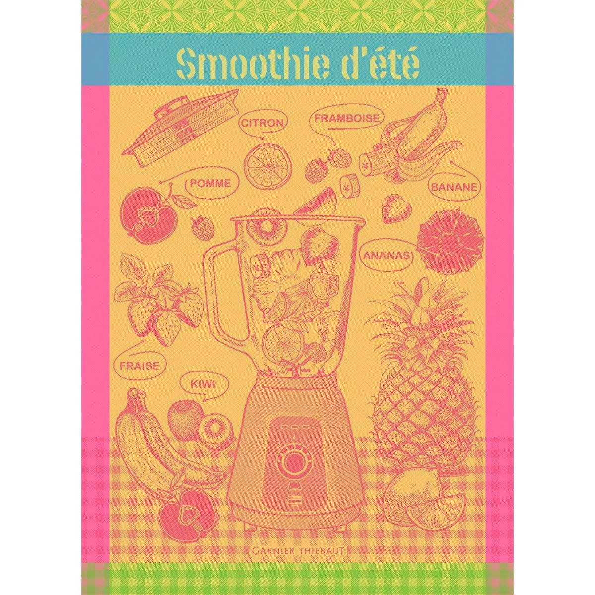 Torchon pur coton SMOOTHIE D'ETE, GARNIER THIEBAUT