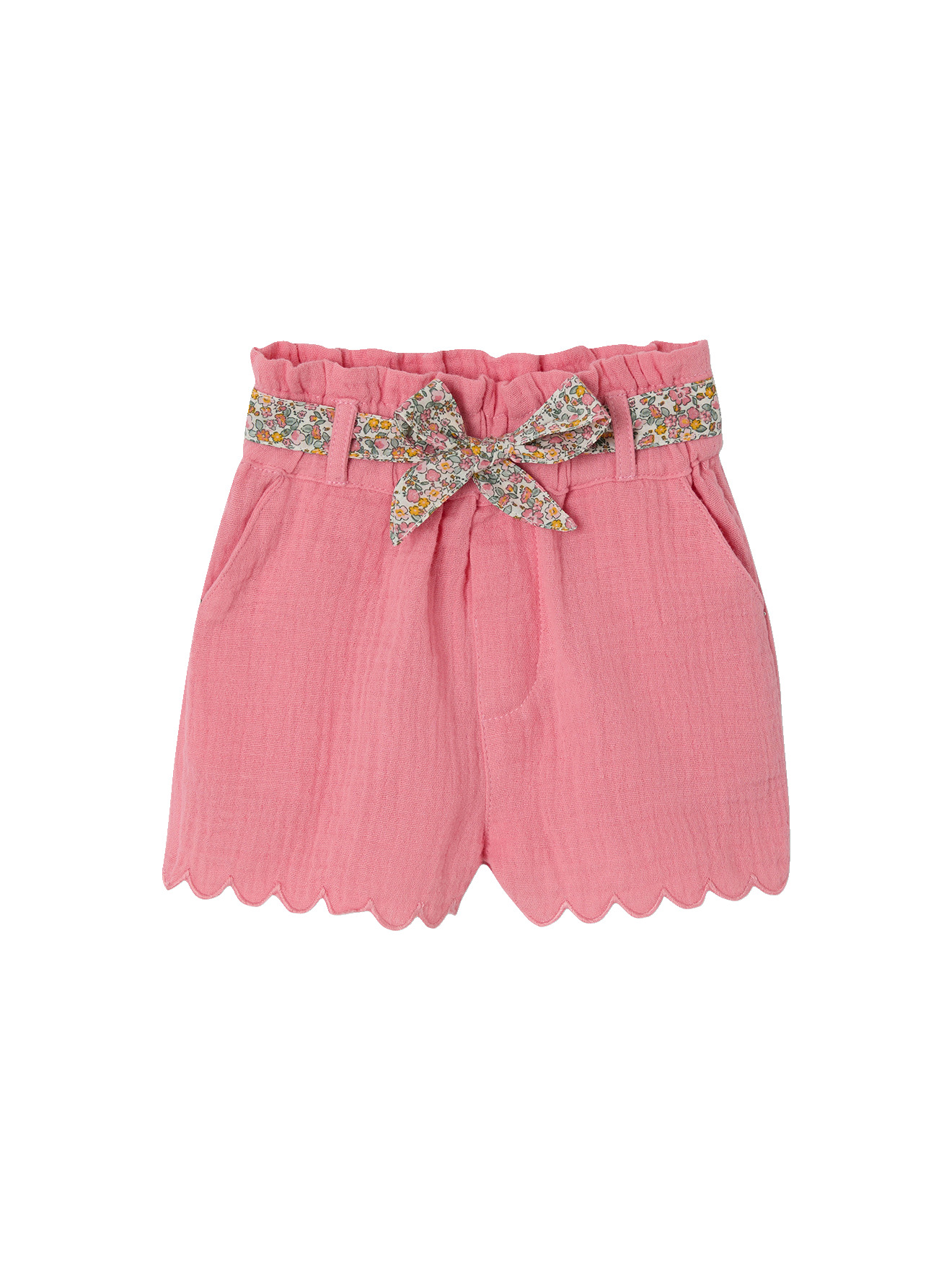 Short en gaze de coton ceinture imprimée, VERTBAUDET