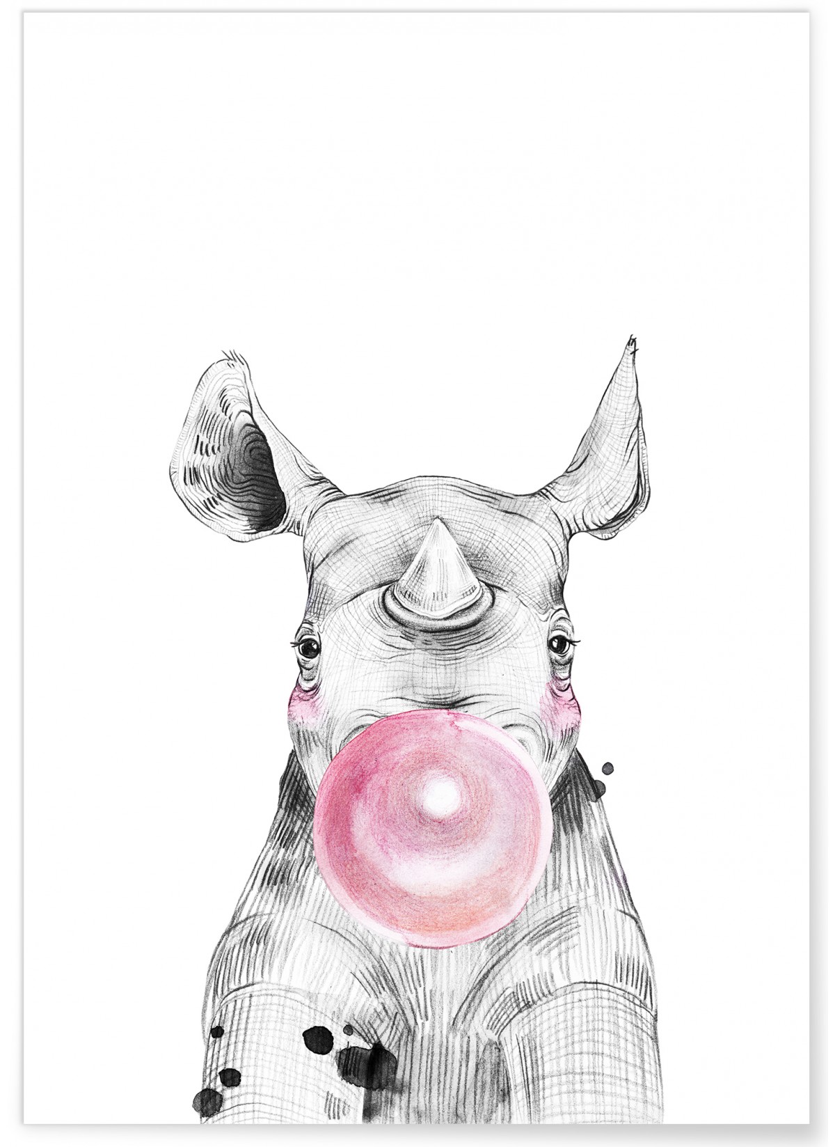 Poster Bulle de Rhinocéros Rose, L'AFFICHERIE