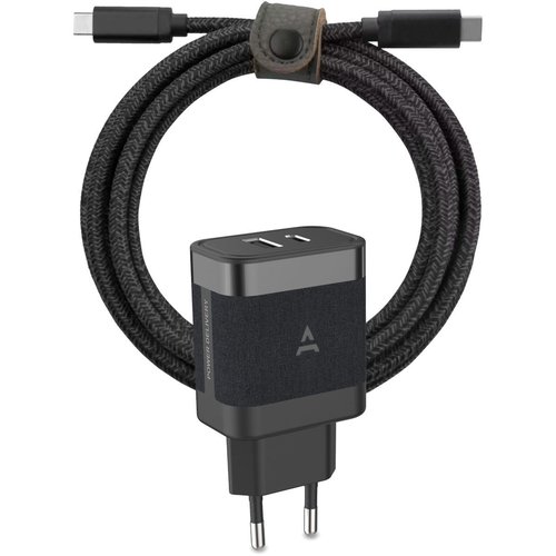 Chargeur secteur chargeur usb-a+usb-c 45w+cable usbc noir Adeqwat