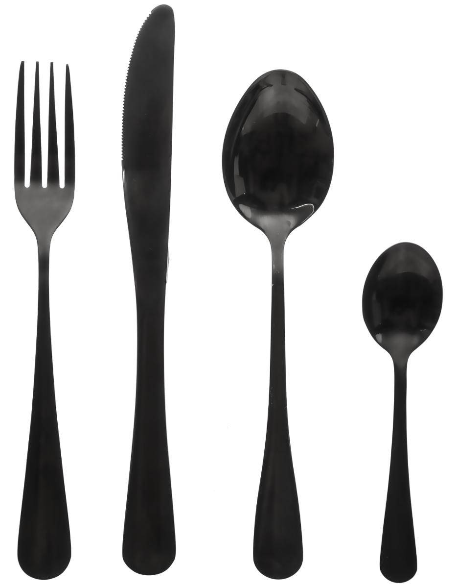 Ménagère 16 pièces en acier inoxydable noir SHADOW, SECRET DE GOURMET