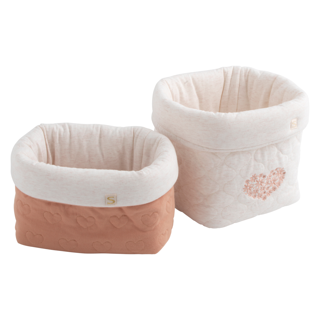 Lot de 2 panières de rangement en coton matelassé, SAUTHON