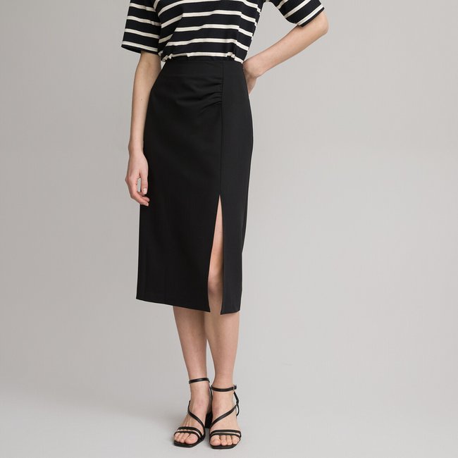Midi pencil skirt, black, La Redoute Collections | La Redoute